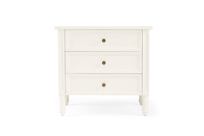 Hamilton Cane Bedside Table - White - 70cm - 3 Drawer - SEATONES