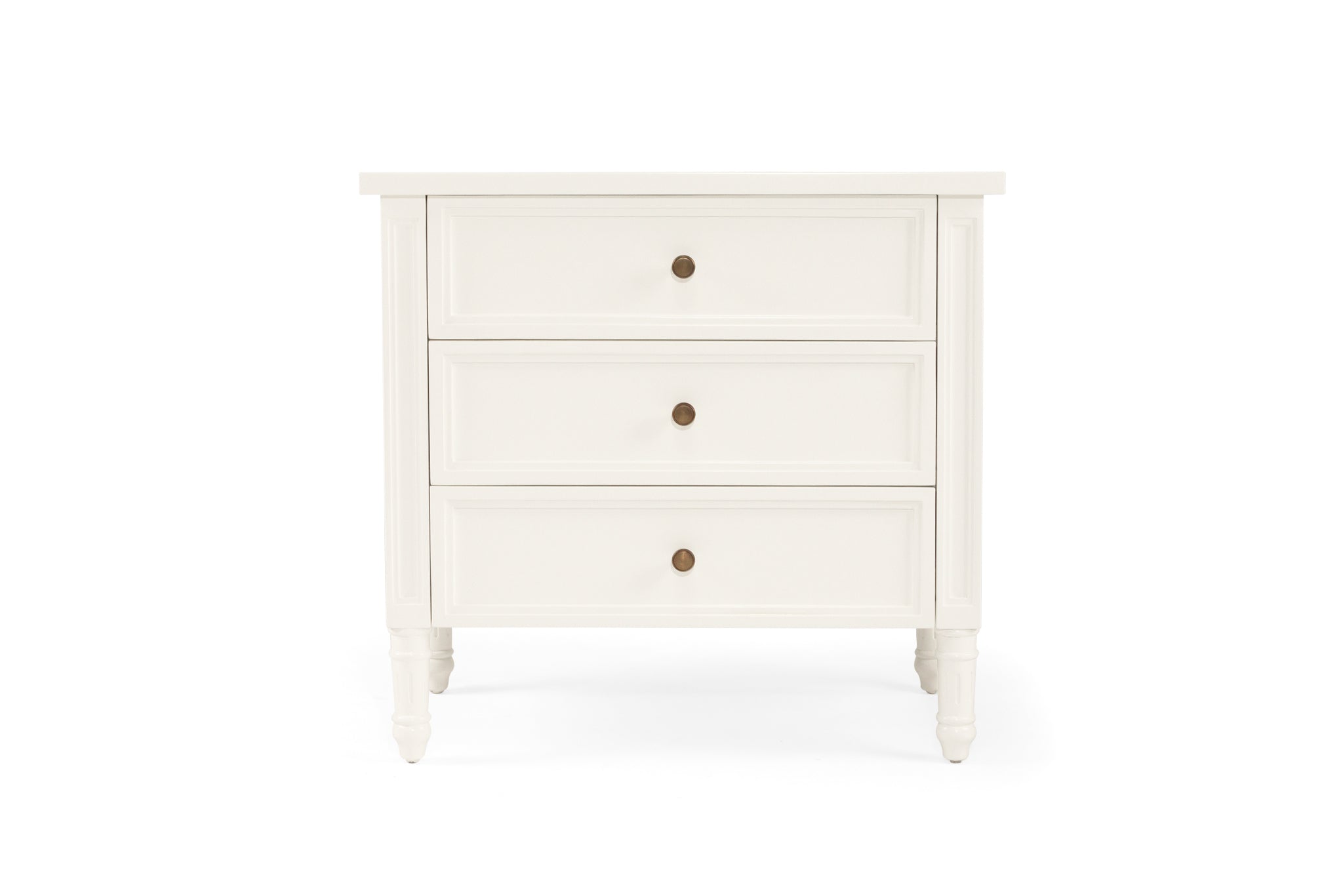 Hamilton Cane Bedside Table - White - 70cm - 3 Drawer - SEATONES