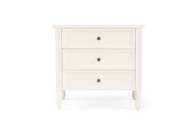 Hamilton Cane Bedside Table - White - 70cm - 3 Drawer - SEATONES