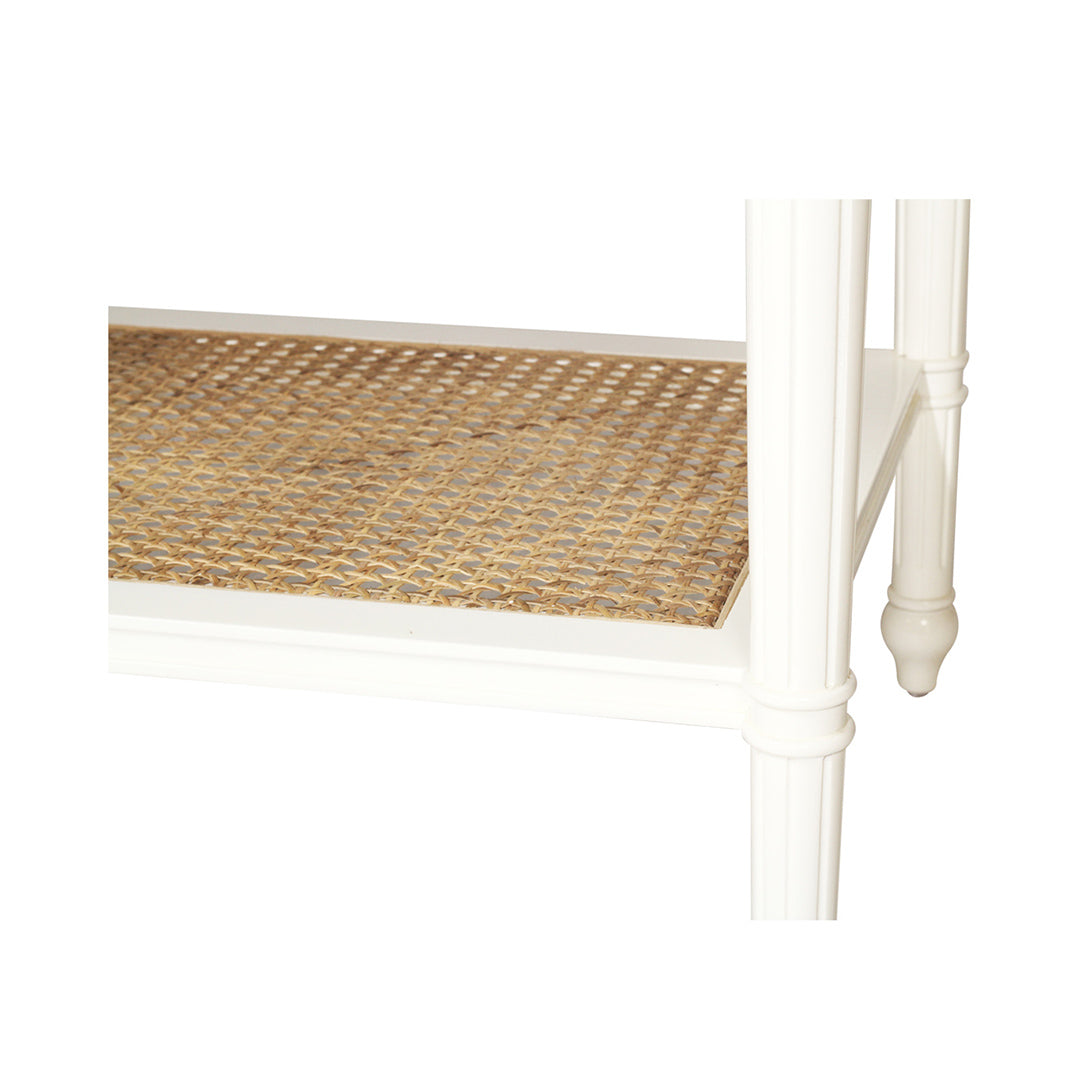Hamilton Cane Bedside Table - White - 91cm Wide - SEATONES