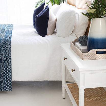 Hamilton Cane Bedside Table - White - 91cm Wide - SEATONES