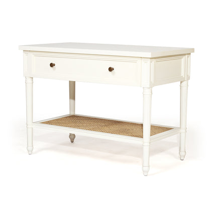 Hamilton Cane Bedside Table - White - 91cm Wide - SEATONES