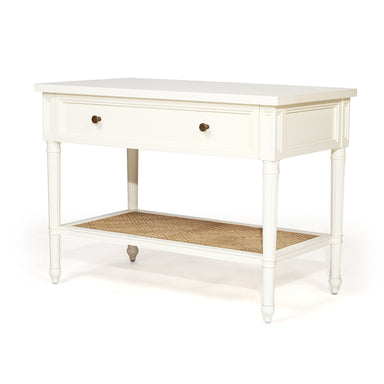Hamilton Cane Bedside Table - White - 91cm Wide - SEATONES