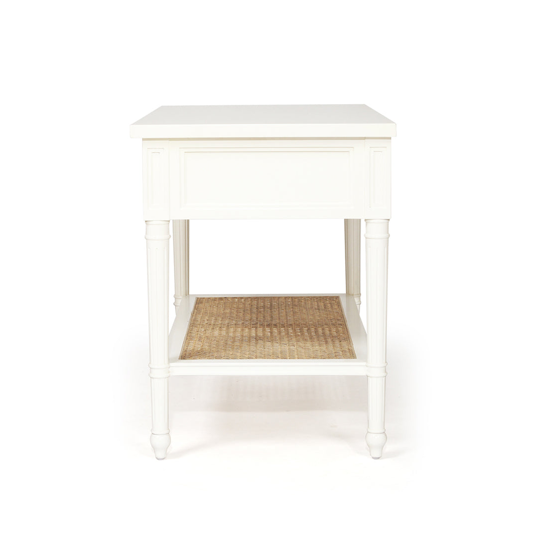 Hamilton Cane Bedside Table - White - 91cm Wide - SEATONES