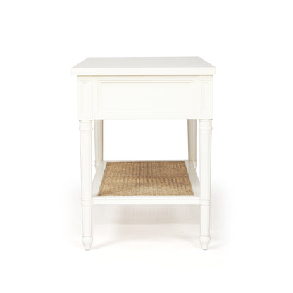 Hamilton Cane Bedside Table - White - 91cm Wide - SEATONES