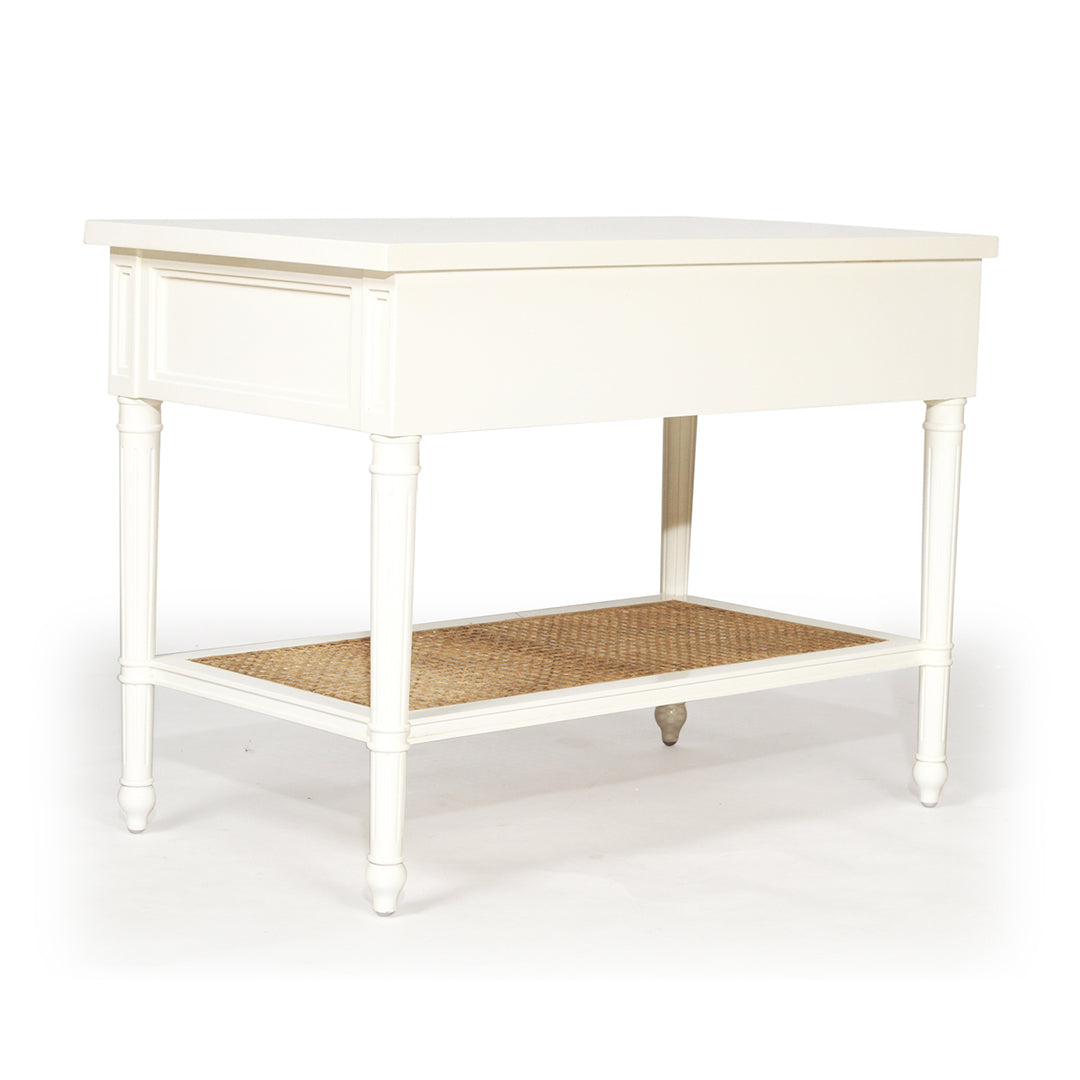 Hamilton Cane Bedside Table - White - 91cm Wide - SEATONES