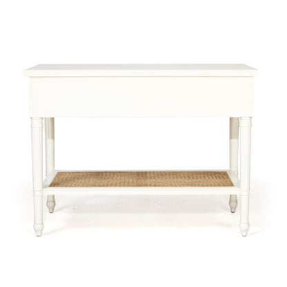 Hamilton Cane Bedside Table - White - 91cm Wide - SEATONES