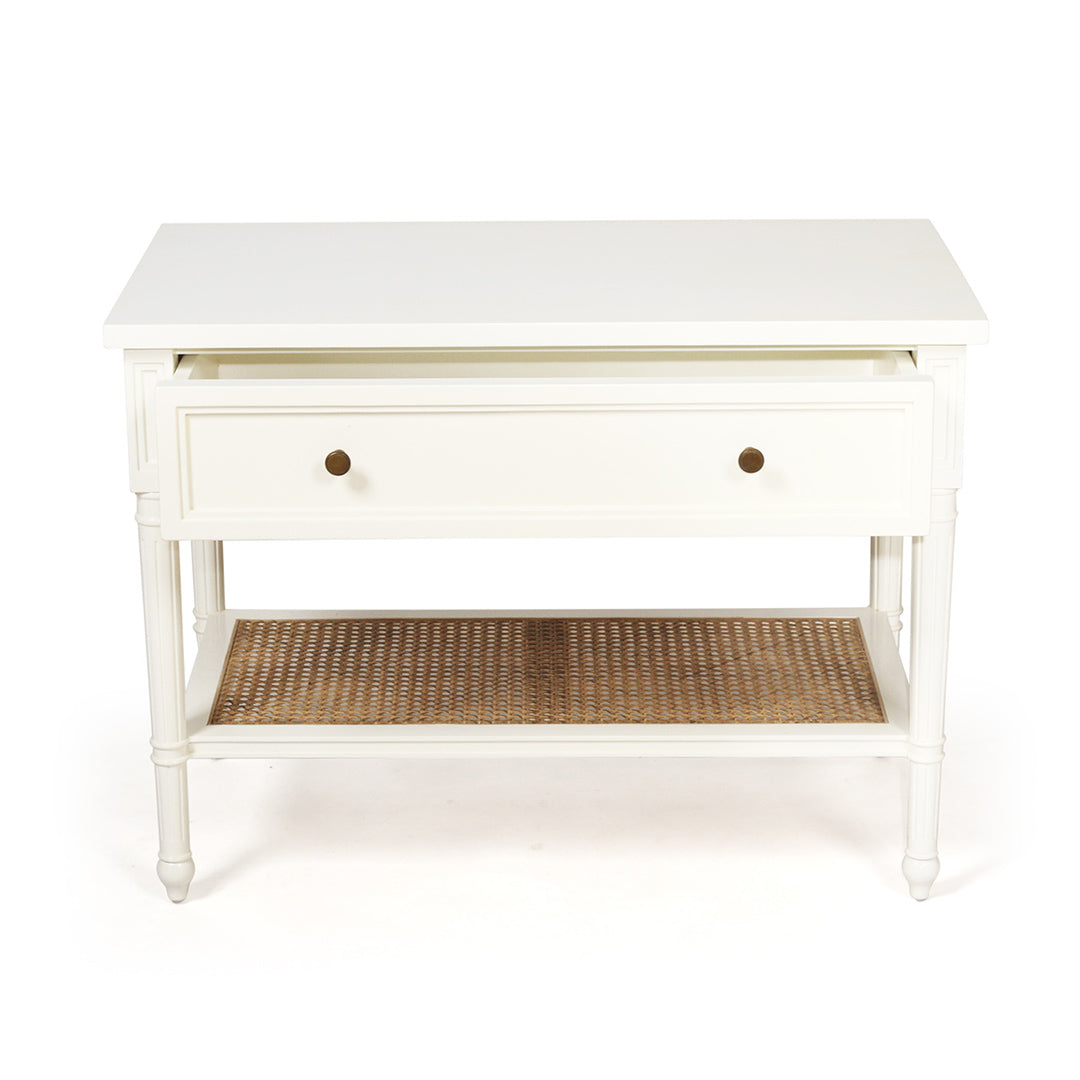 Hamilton Cane Bedside Table - White - 91cm Wide - SEATONES