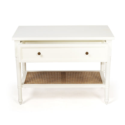 Hamilton Cane Bedside Table - White - 91cm Wide - SEATONES