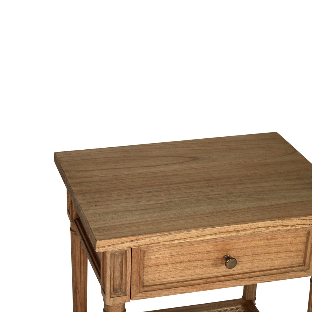 Hamilton Cane Bedside Table - 57cm Weathered Oak - SEATONES