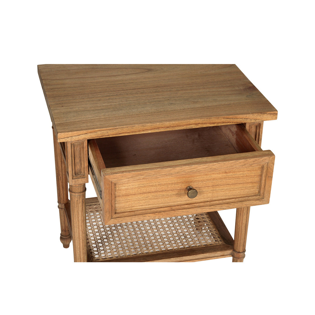 Hamilton Cane Bedside Table - 57cm Weathered Oak - SEATONES