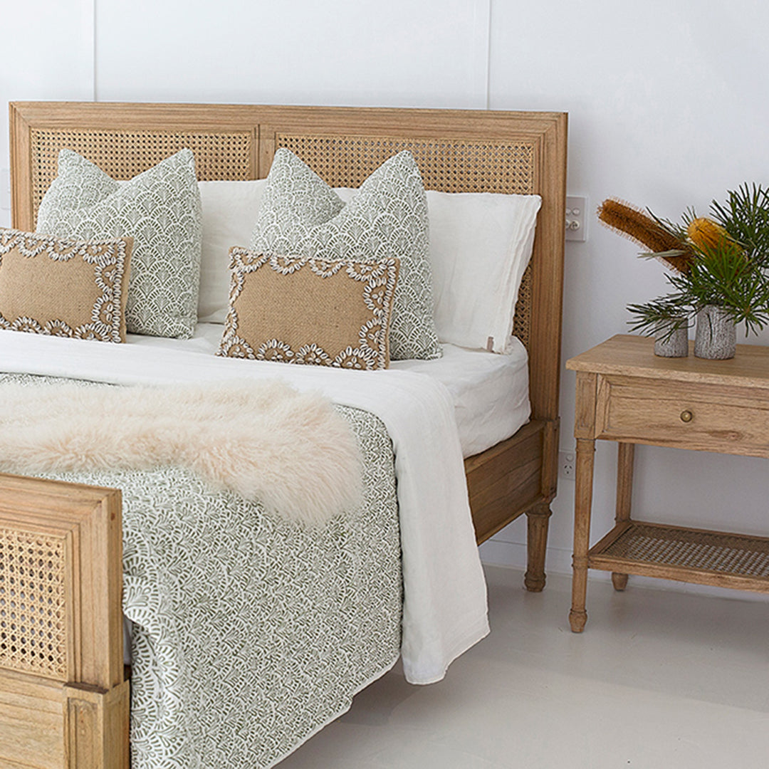 Hamilton Cane Bedside Table - 57cm Weathered Oak - SEATONES