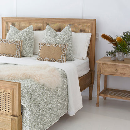 Hamilton Cane Bedside Table - 57cm Weathered Oak - SEATONES