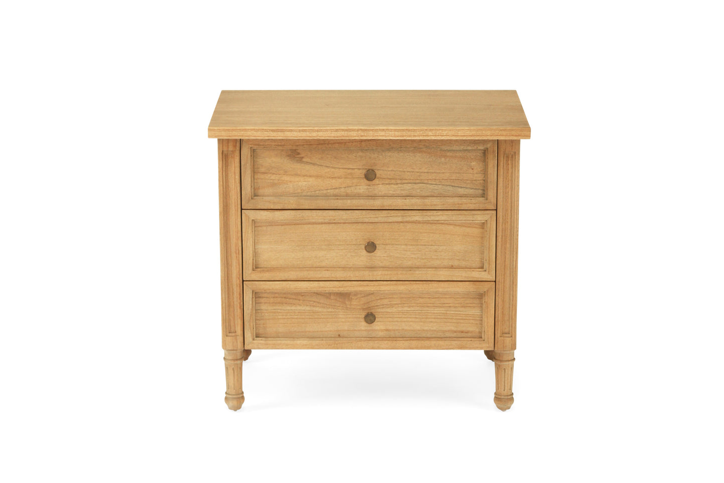 Hamilton Cane Bedside Table - Weathered Oak - 70cm - 3 Drawer - SEATONES