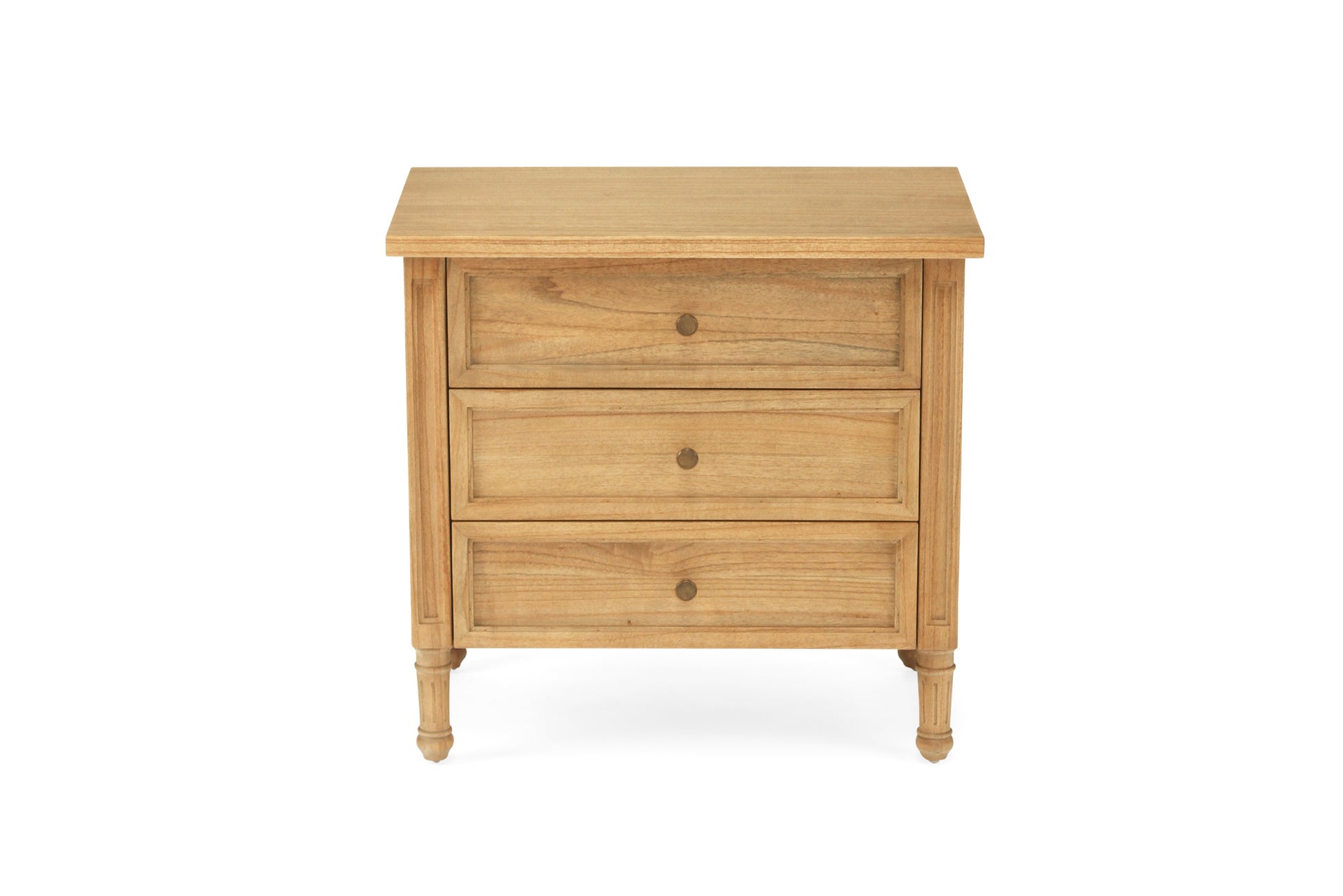 Hamilton Cane Bedside Table - Weathered Oak - 70cm - 3 Drawer - SEATONES