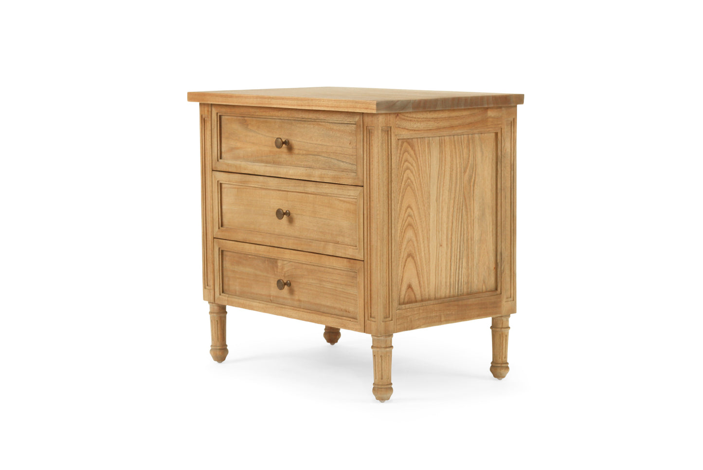 Hamilton Cane Bedside Table - Weathered Oak - 70cm - 3 Drawer - SEATONES