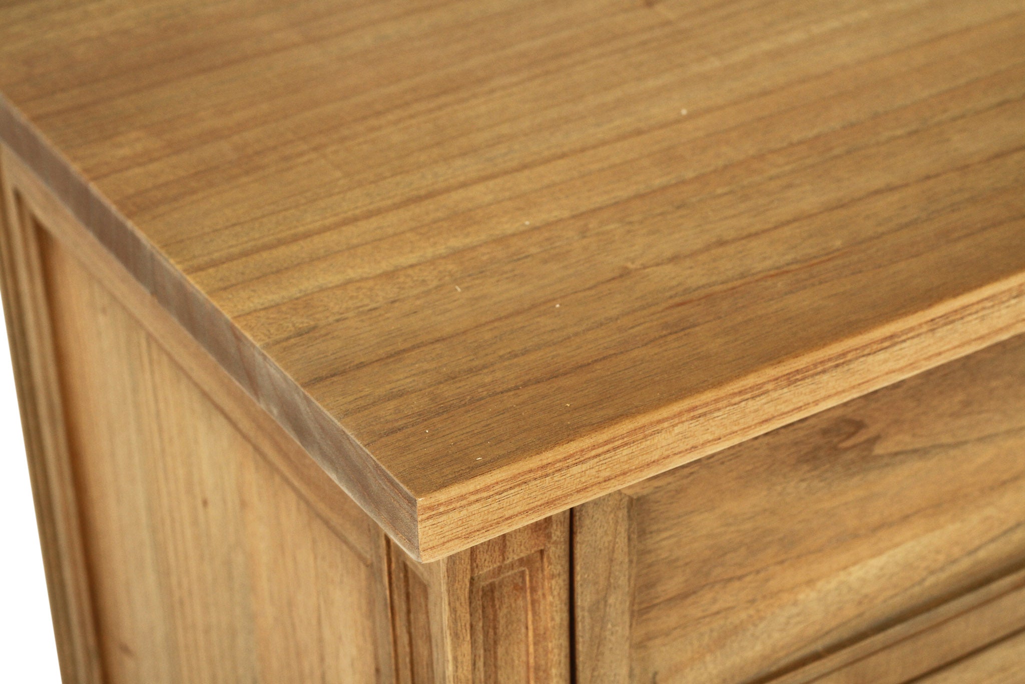 Hamilton Cane Bedside Table - Weathered Oak - 70cm - 3 Drawer - SEATONES