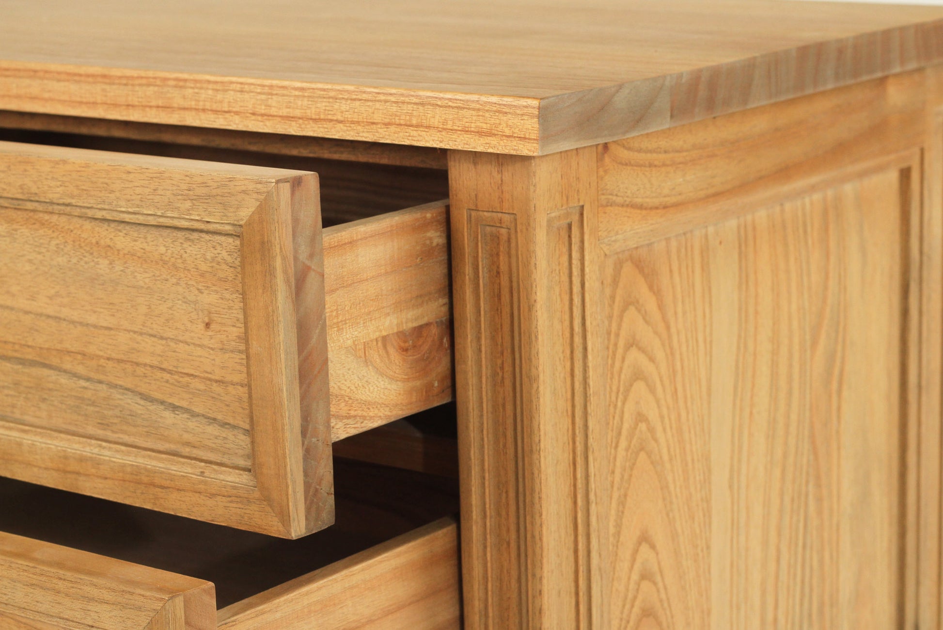 Hamilton Cane Bedside Table - Weathered Oak - 70cm - 3 Drawer - SEATONES