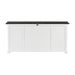 Back view of the Halifax Contrast Buffet Console Table featuring a white painted panelled back and dark timber top.
