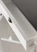 Close-up of the Halifax Contrast Buffet Console Table showing an open drawer, white painted frame and dark timber top.