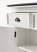 Close-up of the Halifax Contrast Buffet Console Table drawer with a black cup pull handle and open cupboard below.