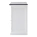 Side view of the Halifax Contrast Buffet with 2 Baskets, showing the white panelled side and black timber top.