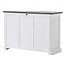 Rear angled view of the Halifax Contrast Buffet with 2 Baskets, showing the white panelled back and black timber top.