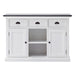 Front view of the Halifax Contrast Buffet with 2 Baskets, shown with both cupboard doors closed and two woven baskets in the centre.