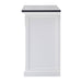Side view of the Halifax Contrast Buffet with Sliding Doors, showing the white panelled side and black timber top.