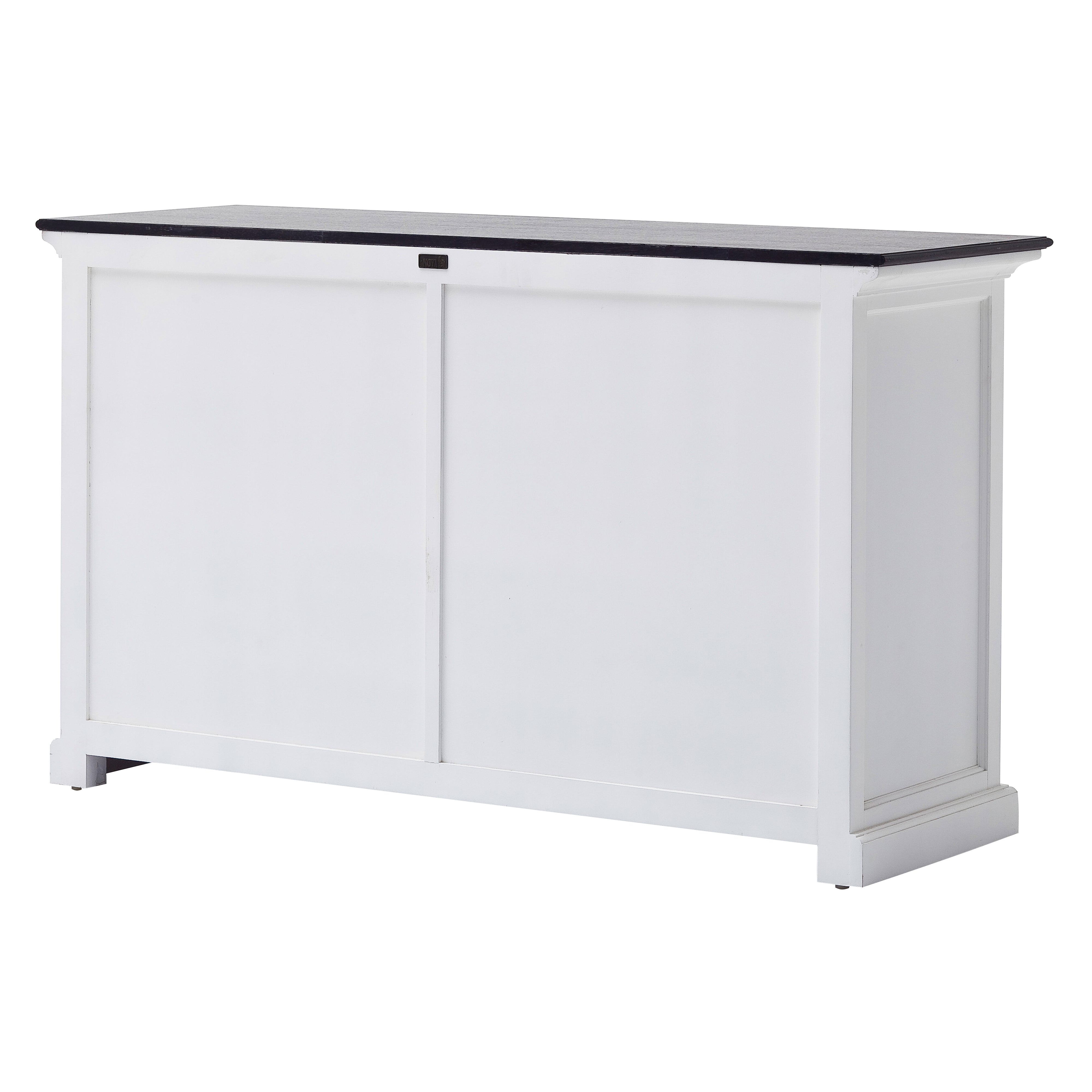 Close-up of the recessed metal handle on the sliding door of the Halifax Contrast Buffet with Sliding Doors.