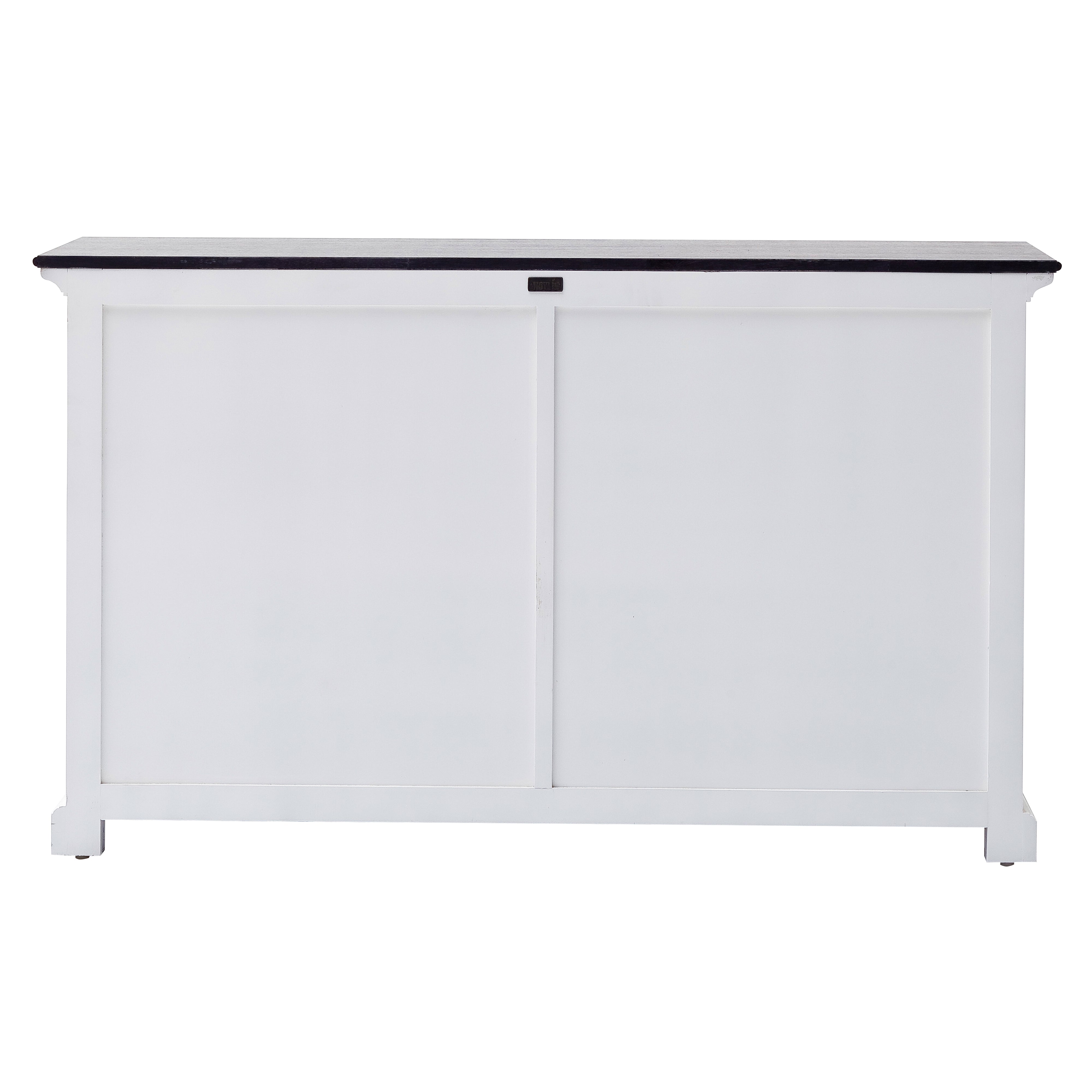 Rear view of the Halifax Contrast Buffet with Sliding Doors, showing the white back panel and black timber top.