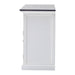 Side view of the Halifax Contrast Classic Buffet showing the white panelled side and black timber top.