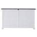 Back view of the Halifax Contrast Classic Buffet showing the white panelled rear and black timber top.