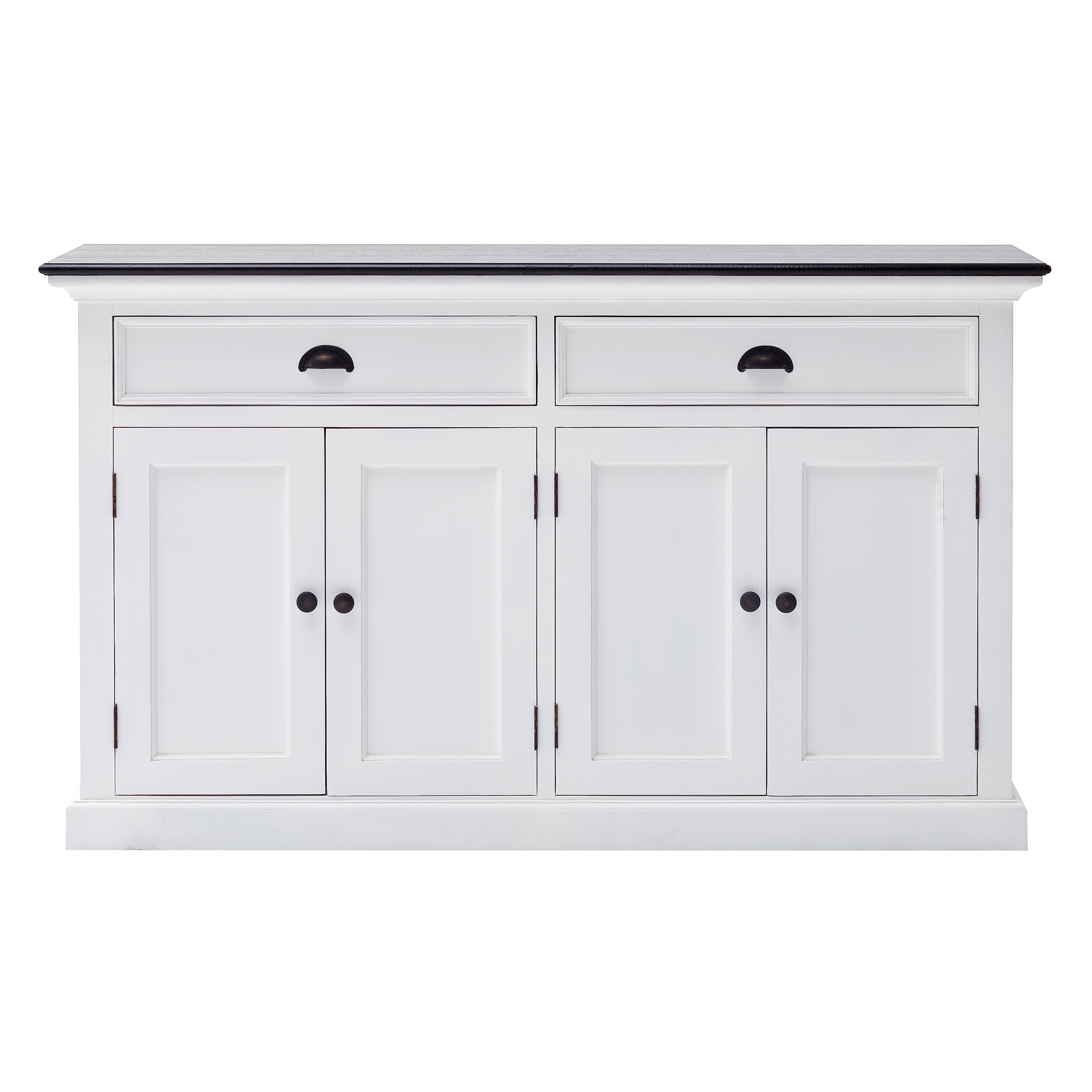 Front view of the Halifax Contrast Classic Buffet with two drawers, four cupboard doors and a black timber top.