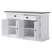 Halifax Contrast Classic Buffet with doors open and drawer extended, showing internal shelving.