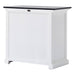 Rear angle of the Halifax Contrast Small Buffet showing the white back panel, black top and panelled side detailing.