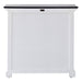 Rear view of the Halifax Contrast Small Buffet showing the white back panel, black timber top and raised base.