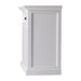 Side view of the Halifax Grand Bedside Table with Dividers showing the white painted panelled side and classic moulded base.