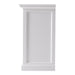 Angled side view of the Halifax Grand Bedside Table with Dividers showing the white painted panelled side and drawer detail.