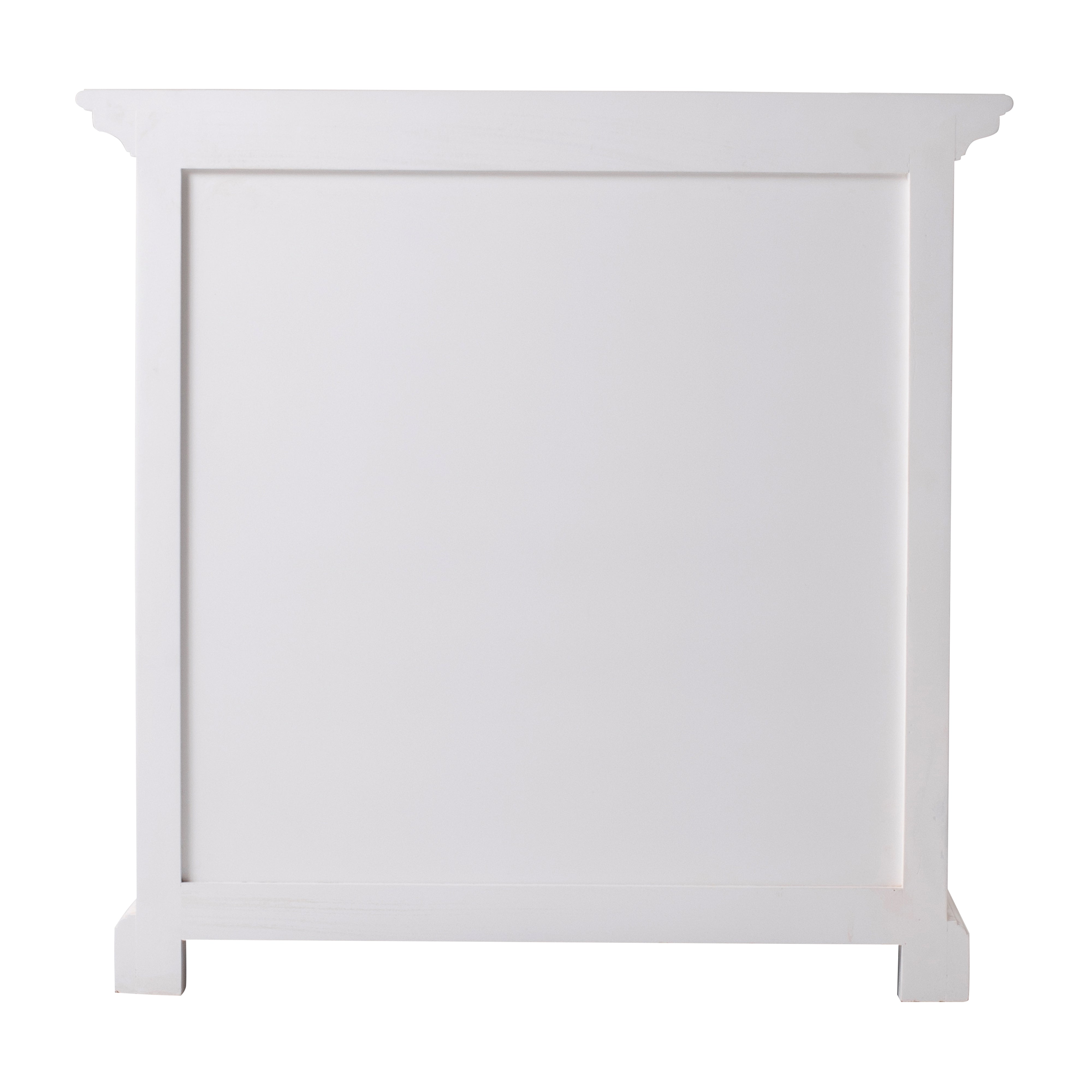 Front product view of the Halifax Grand Bedside Table showing the white painted finish, single drawer and two open shelves.