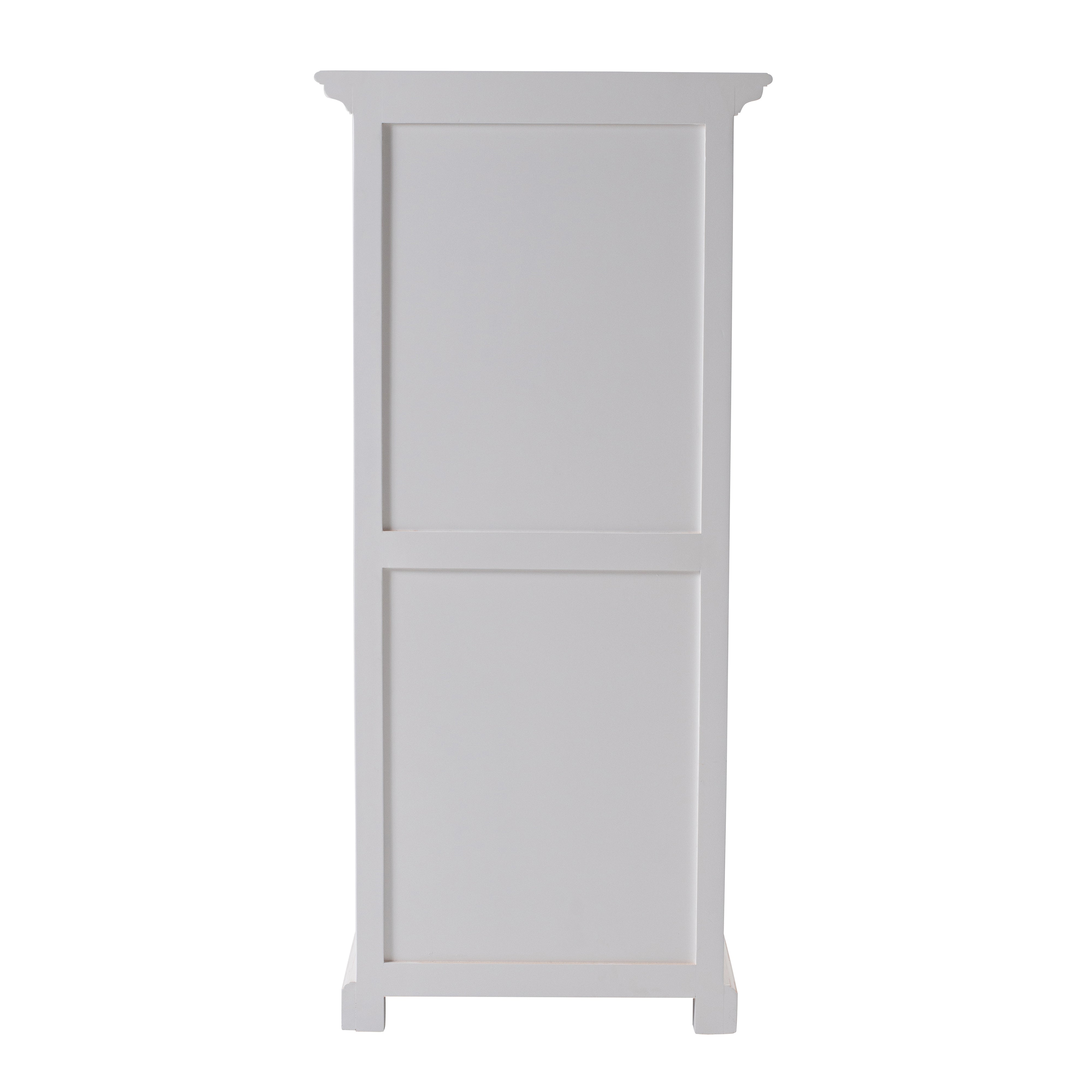 Back view of the Halifax Grand Storage Unit with Basket Set showing the white painted rear panel and simple plinth base.