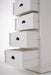 Close-up of the Halifax Grand Storage Unit with Drawers showing multiple drawers open and black cup handle details.