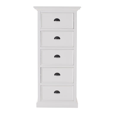 Front view of the Halifax Grand Storage Unit with Drawers featuring five stacked drawers with black cup handles.