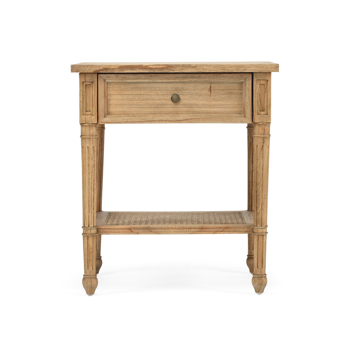Hamilton Cane Bedside Table - 57cm Weathered Oak - SEATONES