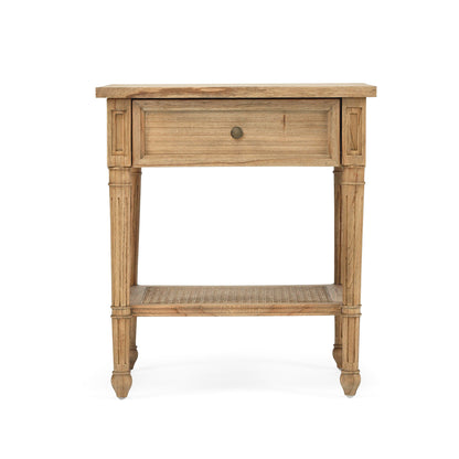 Hamilton Cane Bedside Table - 57cm Weathered Oak - SEATONES