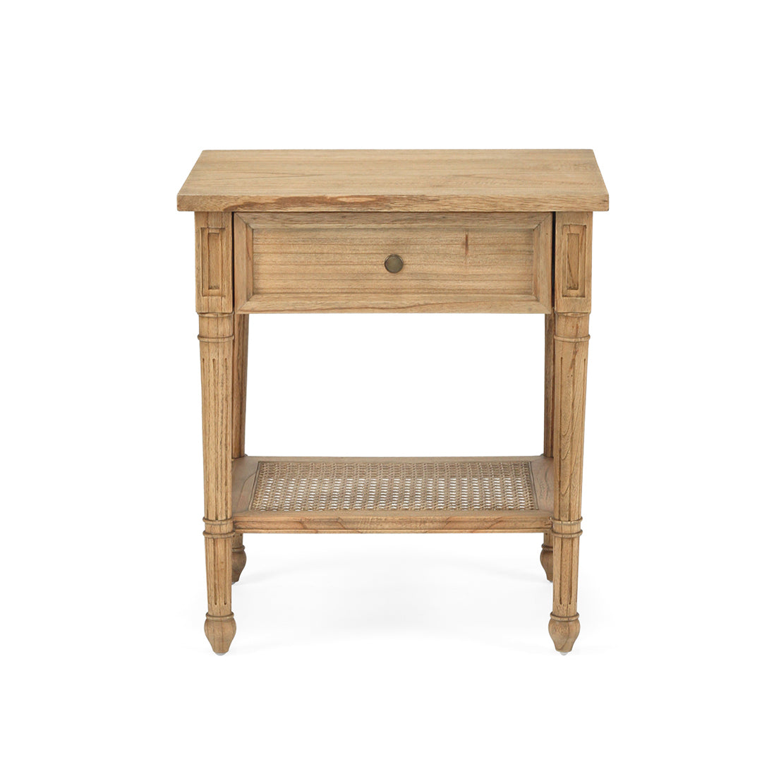 Hamilton Cane Bedside Table - 57cm Weathered Oak - SEATONES
