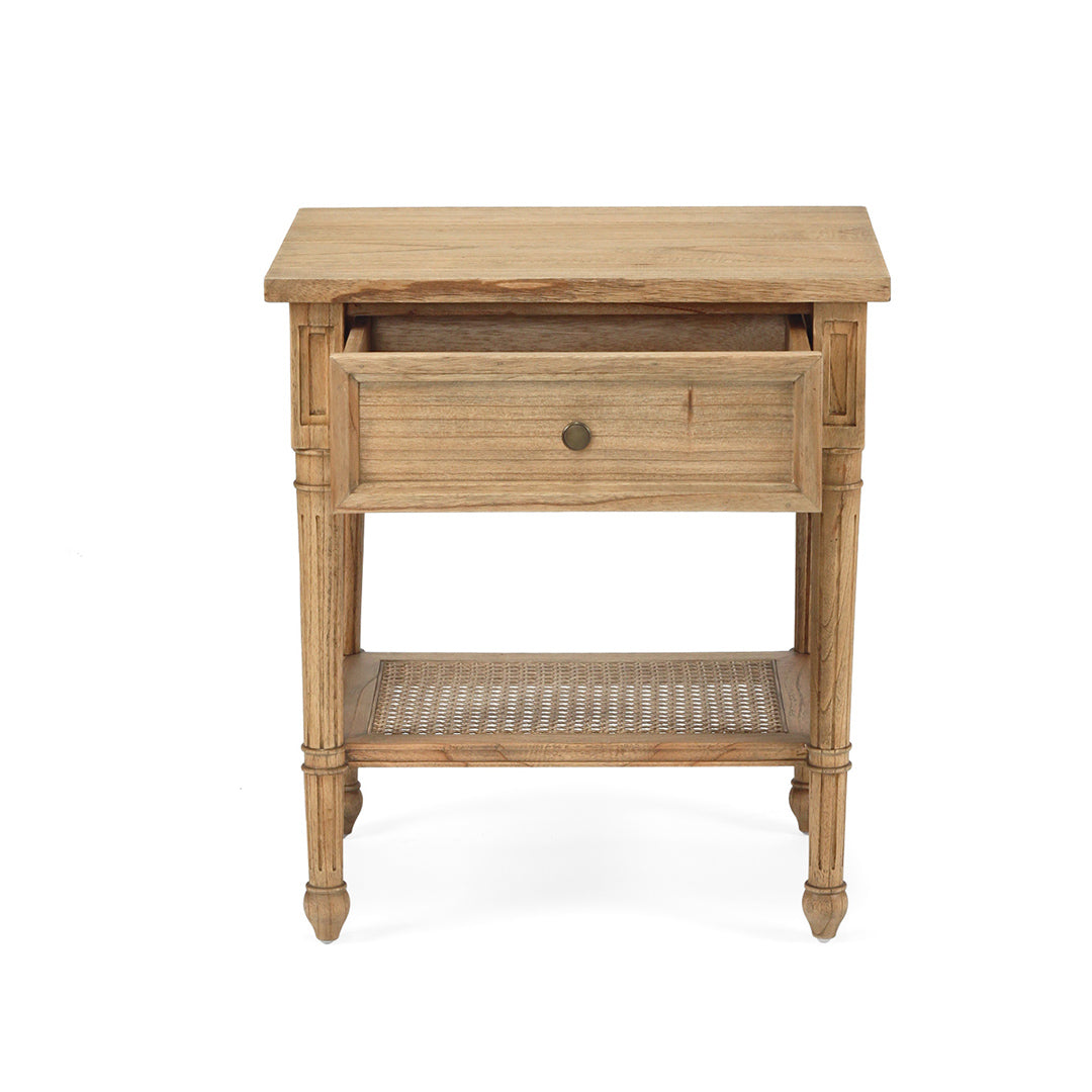 Hamilton Cane Bedside Table - 57cm Weathered Oak - SEATONES