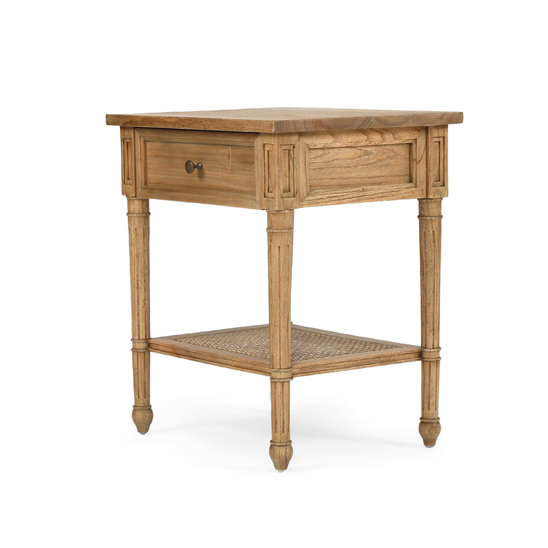 Hamilton Cane Bedside Table - 57cm Weathered Oak - SEATONES