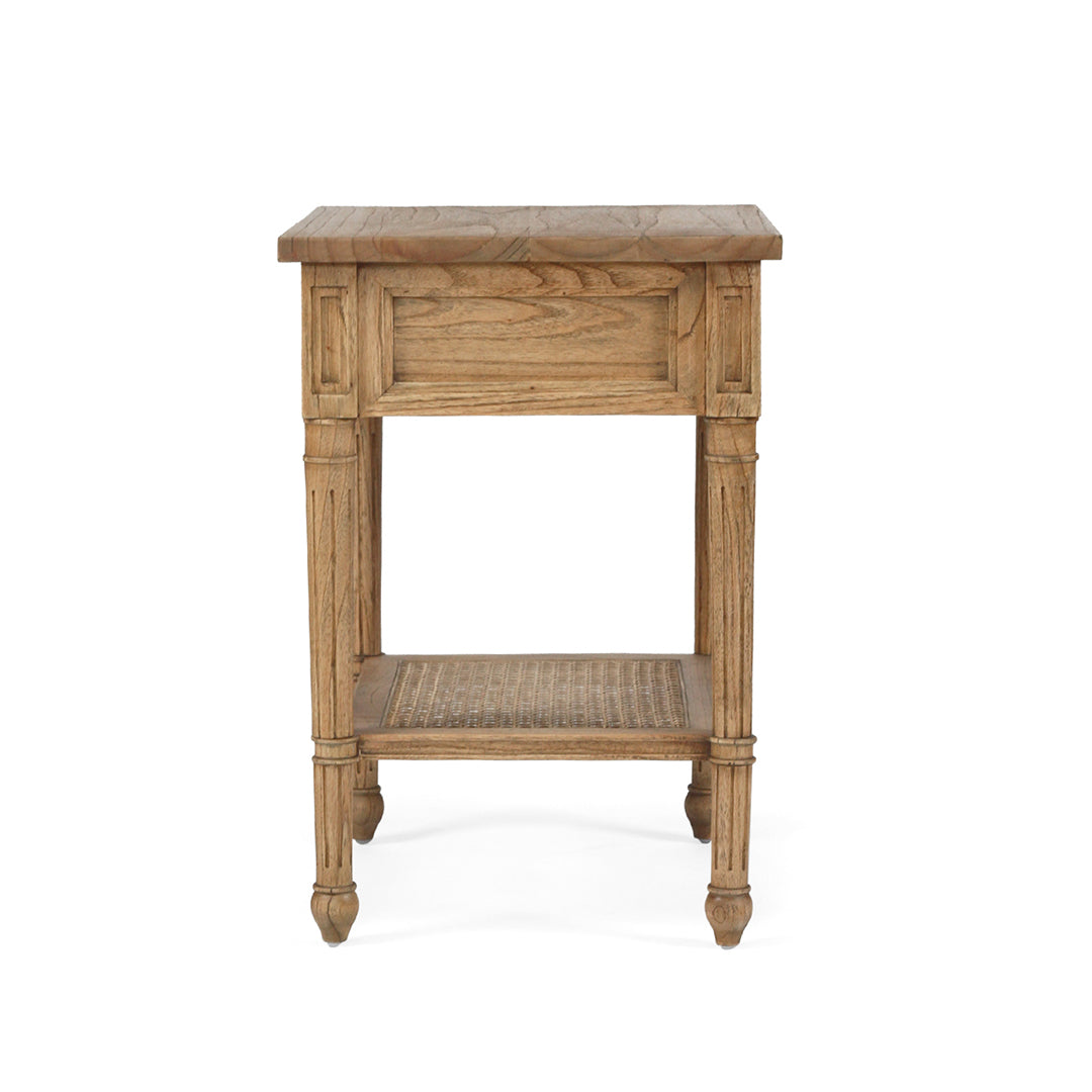 Hamilton Cane Bedside Table - 57cm Weathered Oak - SEATONES