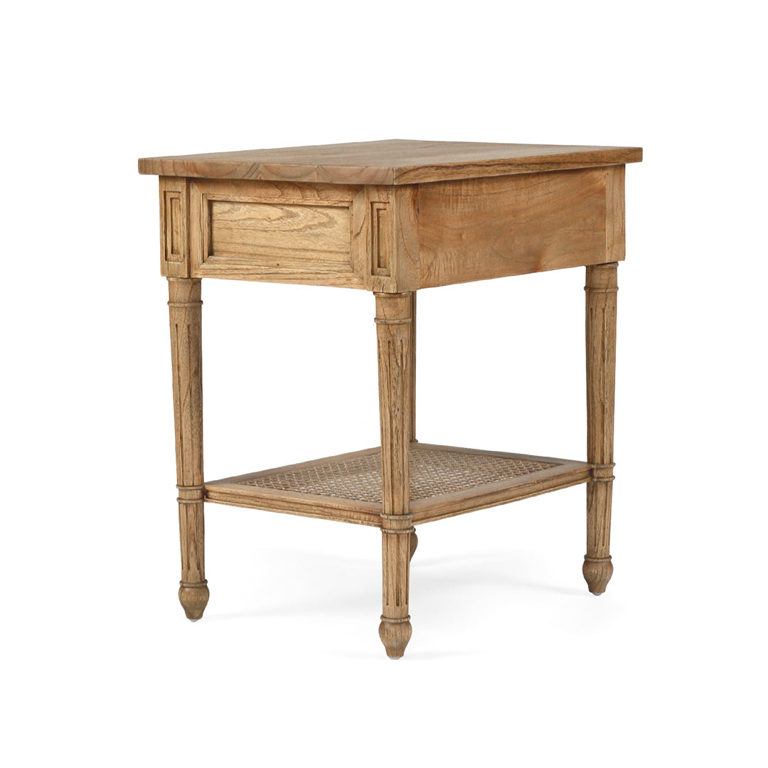 Hamilton Cane Bedside Table - 57cm Weathered Oak - SEATONES